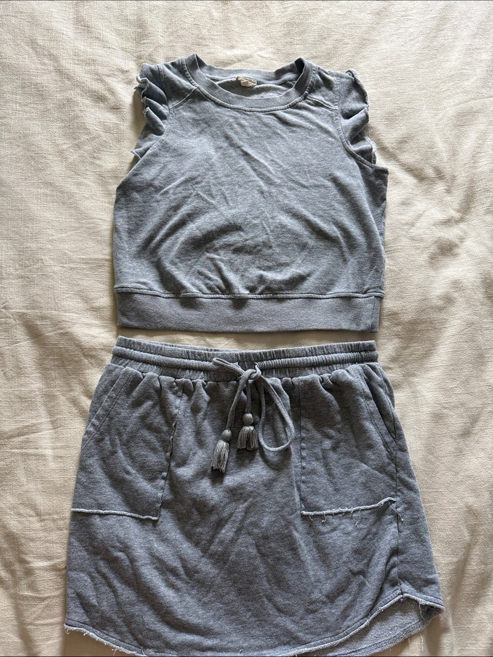 Hem & Thread Gray Two-Piece Tank Top and Skirt Set